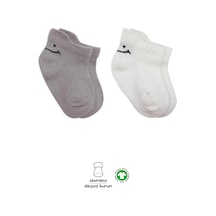 2'li Sneakers Smile Penye Çorap Bs20106 Gri Ekru Renkli Çok Renkli