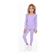 Toontoy Kids Toontoy Kız Çocuk Kolları Fırfırlı Taytlı Takım Lila
