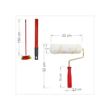 Geniş 25 Cm Boya Rulolu Merdaneli Oto Yıkama Fırçalı 150cm Sap