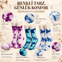 Çorap Giyim Unisex Batik Desenli Çorap 6'lı Set Pamuklu Renkli Uzun Soket Dikişsiz Nefes Alan Spor Çorabı Günlük Çok Renkli