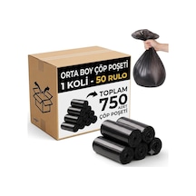 Orta Boy Siyah Çöp Poşeti Çöp Torbası 750 Adet 55x60 Cm Sızdırmaz Yırtılmaz Güçlü Çöp Torbası Yüksek Taşıma Kapatisesi Hijyenik Ve Pratik Günlük Ev, Ofis, Banyo, Tuvalet, Mutfak Kullanımı İçin