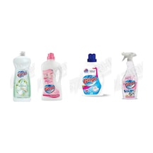 Bingo Sıvı Bulaşık Deterjanı 1500 Ml + Yüzey Tem. Fresh 2.5 Lt + Sıvı Deterjan Amber 2600 Ml + Toz 750 Ml 4'lü Set