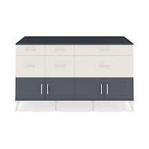 Hyperion Konsol Tek Raflı 6 Çekmeceli 4 Kapaklı 176x44x99 Antrasi Antrasit-antrasit/aytaşı