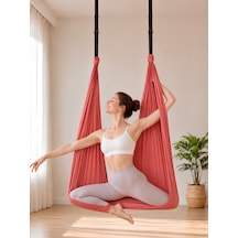 Yoga Hamağı Fly Salıncağı Yükseklik Ayarlanabilir Antigravity Esnek Askılı Denge Spor Aleti Pilates Fitness Denge Esneme Gerdirme Gelişim Kırmızı