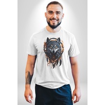 Beyaz Kurt Rüya Kapanı Unisex Unisex Beyaz Organik Baskılı T-shirt Penye Yüksek Kalite Beyaz
