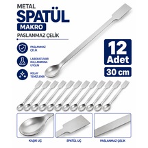 Metal Spatül Makro 30 Cm - Paslanmaz Çelik Spatula- 12 Adet