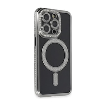 Apple Uyumlu iPhone 14 Pro Max Uyumlu Kılıf Joke Simli Magneticsafe Kılıf - Gri