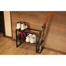 Aju Metal Ayakkabılık Ve Şemsiye Standı Modern Giriş Düzeni İçin Şık Depolama Bot Çizme Rafı Siyah