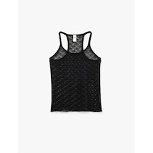 Koton U Yaka Askılı Dantel Detaylı Atlet Pijama Üstü Siyah 6slk90035mk
