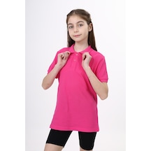 Toontoy Kids Toontoy Unisex Polo Yaka Düğmeli Uzun Kısa Tişört Fuşya