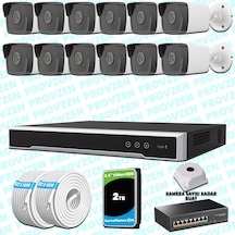 Provzen Hikvision 12 Ip Kameralı 4mp 1440p Mikrofonlu Güvenlik Kamerası