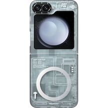 Galaxy Z Flip 6 Uyumlu Kılıf Magsafe Şarj Özellikli Youngkit Technology Serisi Kapak Siyah