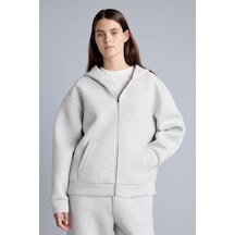 Defacto Relaxed Fit Kapüşonlu Fermuarlı Cepli Skuba Kumaş Basic Sweatshirt Hırka H5571ax26augr93 Gri-gr93