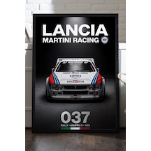 Lancia Rally 037 Siyah Ahşap Çerçeveli Poster, Dekoratif Araba Duvar Tablosu