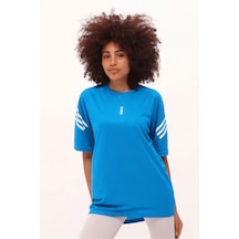 Genius Store Store Kadın Spor Tişört Baskılı Fitness, Antrenman Fit Turkuaz