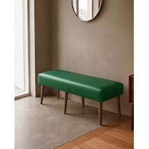 Yeşil Deri Bank Bench Oturma Pufu Modern Salon Antre Puf Ayakkabılık Önü Koltuk 40x120