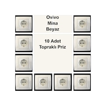Ovivo Mina Beyaz 10 Adet Topraklı Priz
