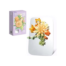 Sembo Block Orange Flower Stream Dekoratif Çiçekler 200 Parça Yapı Blokları  İle Uyumlu 611086