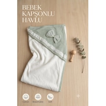 Kız Ve Erkek Bebek Havlu Bornoz - Fiyonklu, Kenar Detaylı, Süper Emici Ve Yumuşak-mint Yeşili Standart