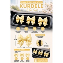 Araba Klima Süsü Fiyonk Pastel Sarı Kurdele Araç İçi Klima Süsü Klipsli 3 Lü Set, 3d Tasarım