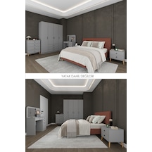Asra Trend Yatak Odası Takımı 5 Parça %100 Mdf Gardırop Şifonyer Makyaj Masası Komodin Ytk03