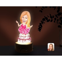 Kişiye Özel Kadın Doğum Günü Karikatürlü Dekoratif 3D Biblo Led I (481497210)