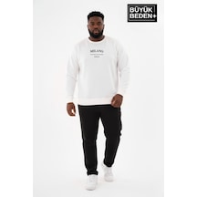 Süperlife Erkek Büyük Beden Milano İtalia Baskılı Bisiklet Yaka İnce Sweatshirt Spr26bsw956-9 Ekru