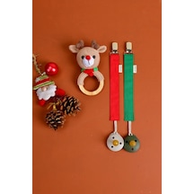 E&f Store Amigurumi Geyik Çıngırak Ve Emzik Askısı Yılbaşı Seti Çok Renkli