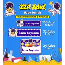 Uzay Temalı Okul Kreş Kişiye Özel İsim Etiket Seti - Model 520 Çok Renkli