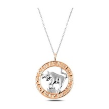 925 Ayar Gümüş Rose Boğa Burcu Kadın Gümüş Kolye Gümüş - Rose Gold