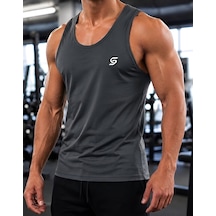 Sapeur Erkek Sporcu Atlet - Nefes Alabilir Fit Kesim, Gym & Fitness Tanktop Gri