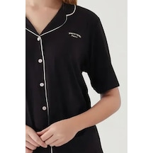 Pierre Cardin 7715 Kadın Kısa Kollu Gömlek Pijama Takımı-siyah Siyah