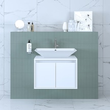 Banos Banyo Roomart Ld7 65 Cm Ayaksız 2 Kapaklı Lavabolu Mat Beya Mat Beyaz