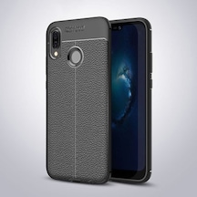Huawei P20 Lite Kılıf Yoğun Silikon Malzemeli Uzun Ömürlü Niss Premium Kapak Siyah