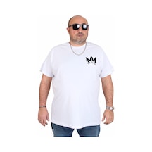 Moc Grande Mocgrande Erkek Büyük Beden Sıfır Yaka Tişört King 25141 Beyaz Beyaz