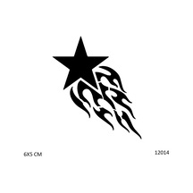 Airbrush Tattoo Alevli Yıldız Yapışkanlı Stencil Süsleme Ve Boyama Kalıbı