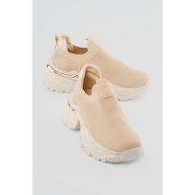 Mubiano Kadın Sneaker Kalın Taban Slip On Spor Ayakkabı Aurex Bej Bej
