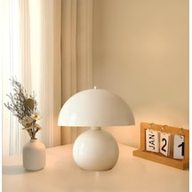 Modern Tasarım Merkür Abajur Krem Gövde Kablolu Tak Çalıştır Masa Lambası Bej