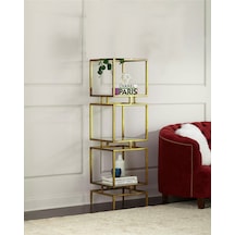 Olope Gold Metal 3 Raflı Kitaplık Çiçeklik Gümüşlük Duvar Rafı