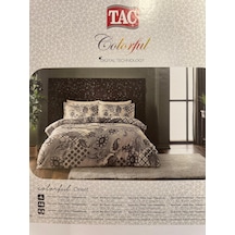Taç Saten Digital Colorful Oriend Çk Nevresim Takımı Kahve