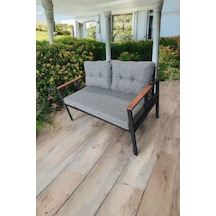 Pimango Pi Elize Tekli Bahçe Balkon Mobilyası 2'li 60 x 120 CM Gri