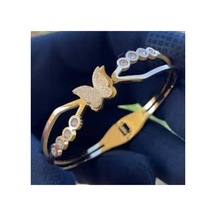 Zirkon Taşlı Kelebek Figürlü Çelik Kelepçe Bileklik Gold - 661707499 Gold