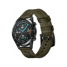 Gear S3 22mm Uyumlu Krd-19 Deri Mtr Kordon-yeşil