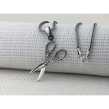 Takılingo 925 Ayar Gümüş Makas Tasarımlı El İşlemeli Erkek Kolye Gümüş