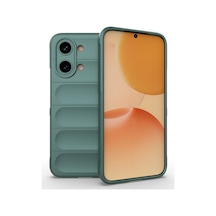 Poco X8 Pro Max Kılıf Esnek Tpu Oyuklu Arka Yüzey Tasarımlı Etnik Silikon Kapak Koyu Yeşil