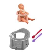 Flosoft Vakumlu Bebek Banyo & Mama Oturağı + Silicolife 2 Adet Silikon Mama Kaşığı Hediye Gri