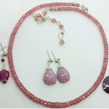 2554 Hindistan El Faset Kesimli Rondela Yakut El Yapımı Kolye Açık Pembe
