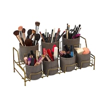 Edora Home Çok Amaçlı Gold Makyaj Organizer, Banyo Düzenleyici - 7 Bölmeli Metal Gold