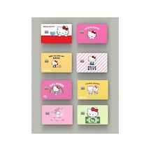 8'li Hello Kitty Set Çipli Veya Çipsiz Kart, Kredi Kartı, Akbil Kaplama Stickerı Abanoz