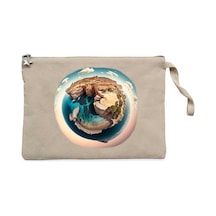 Planet Krem Clutch Astarlı Cüzdan / El Çantası